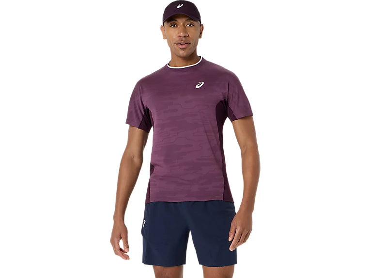 Tee Shirt Asics Match Jacquard SS Top Dark Aubergine