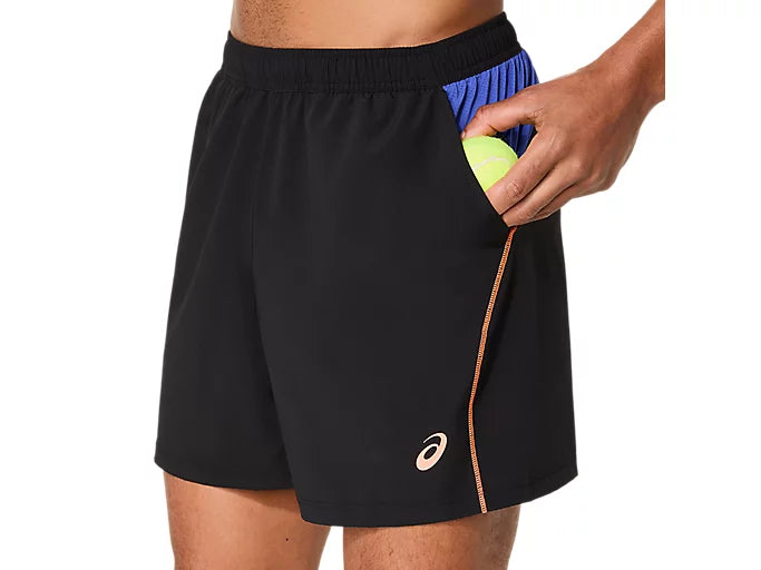 Close-up of Asics Court Padel Shorts fabric, lightweight and eco-friendly