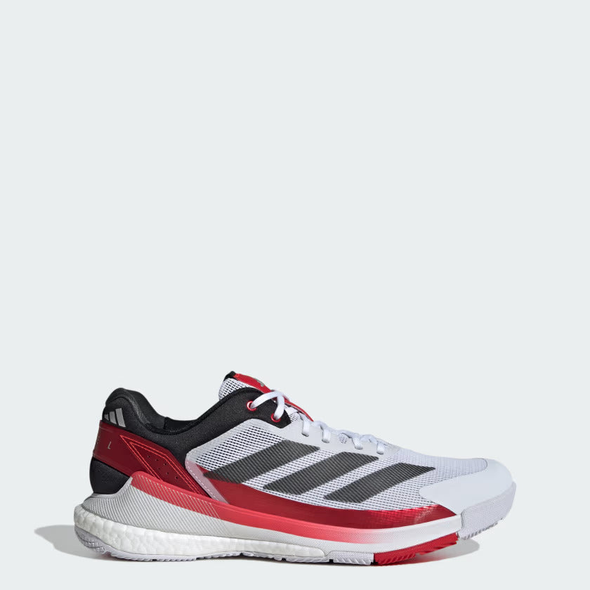 Chaussures Adidas CrazyQuick Boost blanc et rouge vue latérale