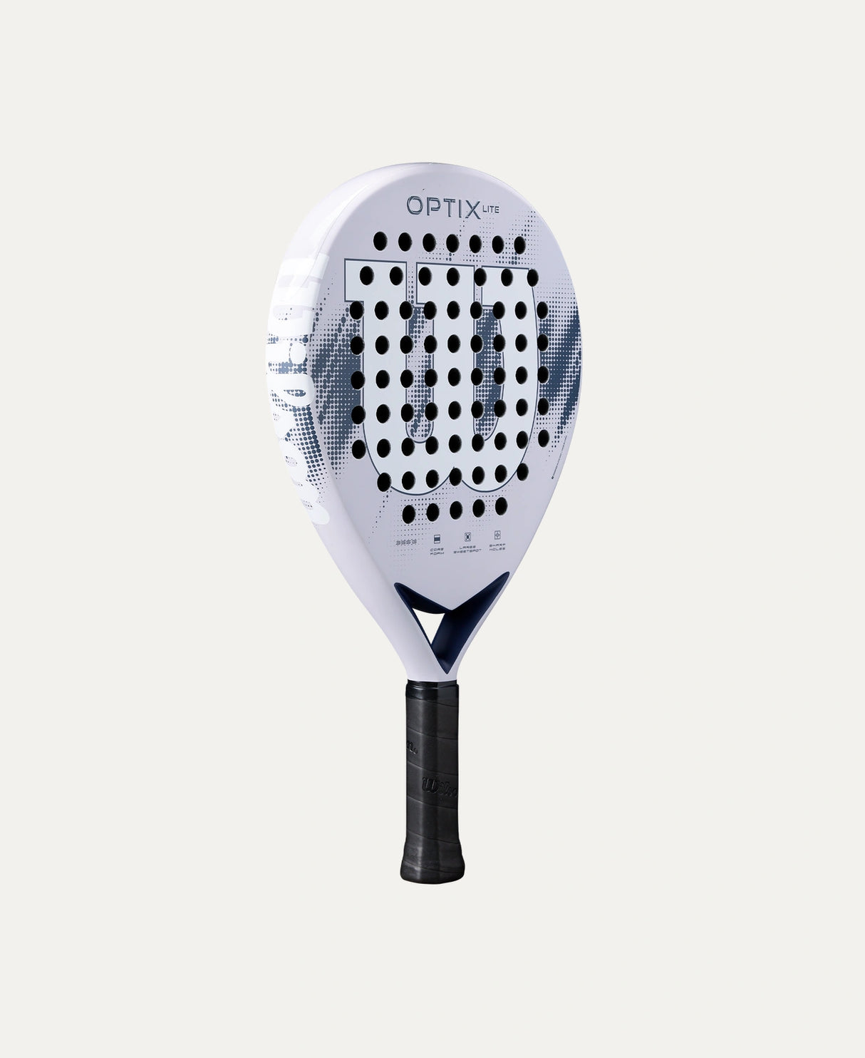 Raquette de padel Wilson Optix V2 Lite Lilac, palas légères avec cadre en graphite et surface en fibre pour un jeu précis.