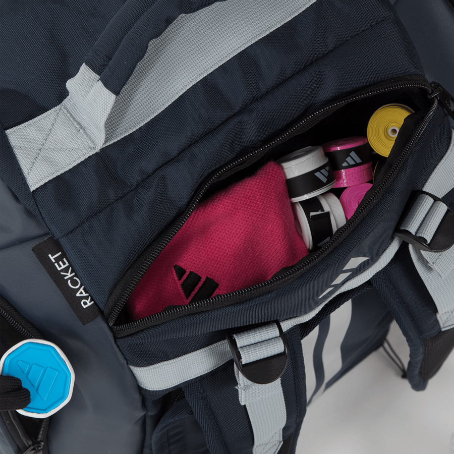 Sac Adidas Tour Bleu 3.4 ouvert avec rangement