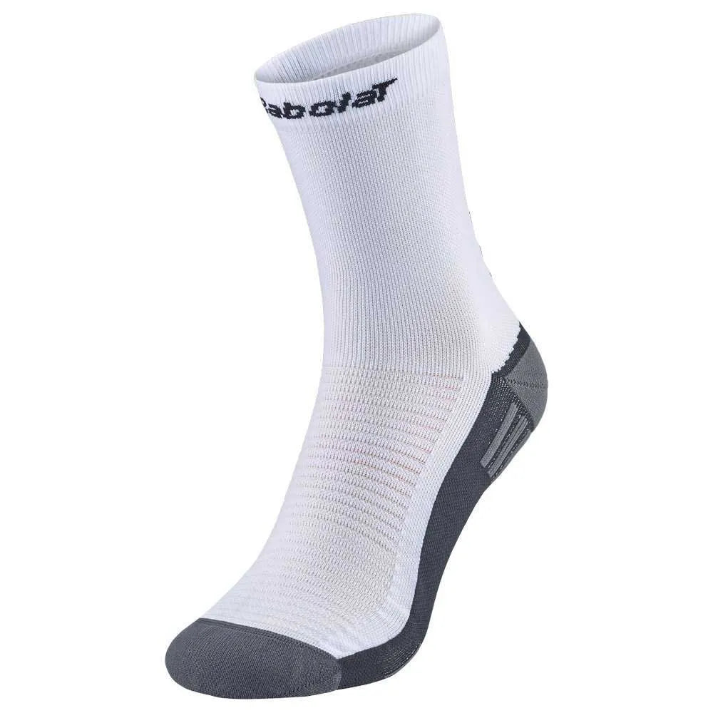 Chaussettes Babolat Mid Calf Sock White Black – Vue de face