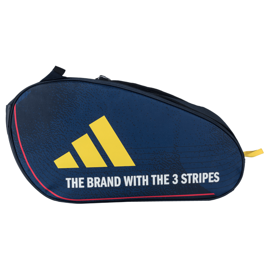 Sac Adidas Control Bleu ouvert avec raquette