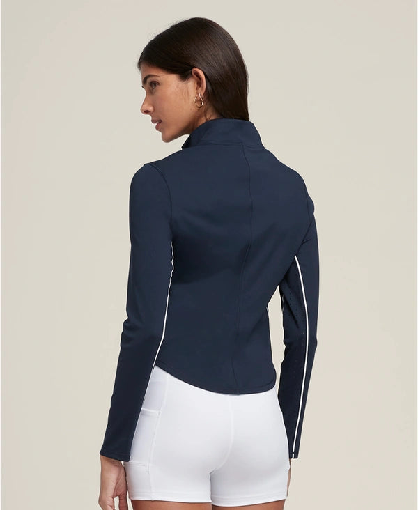Détail demi‑zip de la veste Wilson Brentwood Navy
