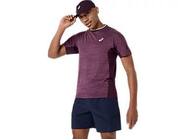 Tee Shirt Asics Match Jacquard SS Top Dark Aubergine