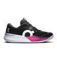 Chaussures de padel ON THE ROGER Pro 3 Clay pour hommes, noires avec accents roses, chaussures de sport pour terrain en terre battue.