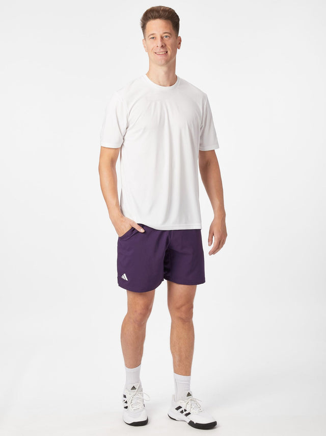 ClimaCool Adidas Club 3 Stripes Aurora Plum shorts for athletes.

