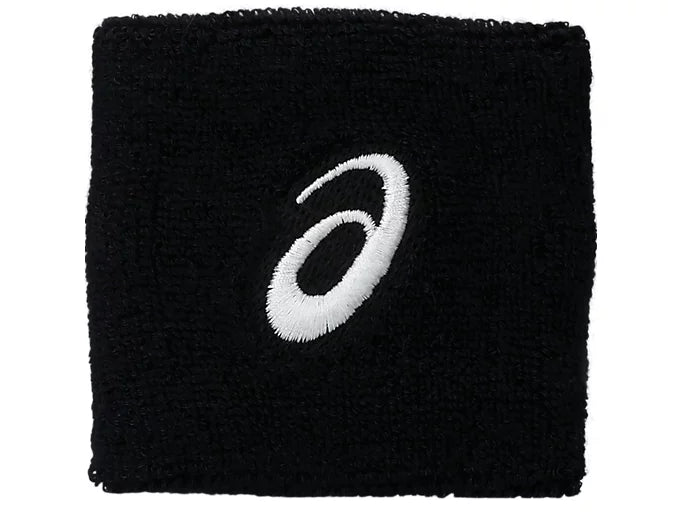Close-up of Asics Black wristbands, ideal for athletes and training

