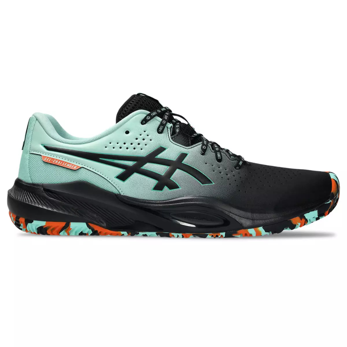 Close-up of Asics Gel Challenger 15 L.E padel shoes design

