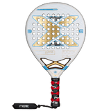 Close-up of Nox AT10 Genius 18K Alum Buenos Aires padel racket design


