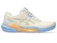 Close-up of Asics Gel Resolution X Clay Night Energy sole and design

