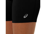 Détail de la matière respirante du short Asics