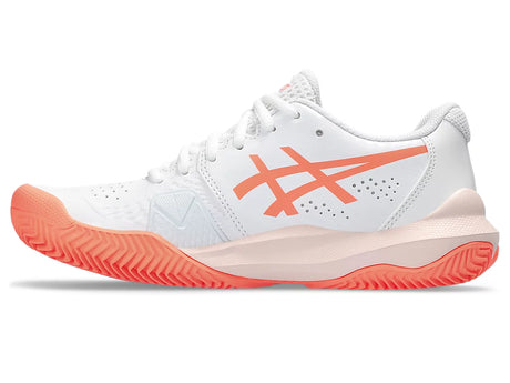 Vue de dessus des Chaussures Asics Gel Challenger 14 Clay White Sun Coral