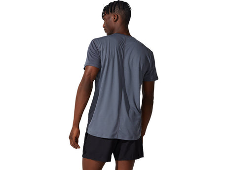 Vue latérale du Tee Shirt Asics Gris