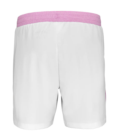 Short Babolat Lebron Blanc en action sportive