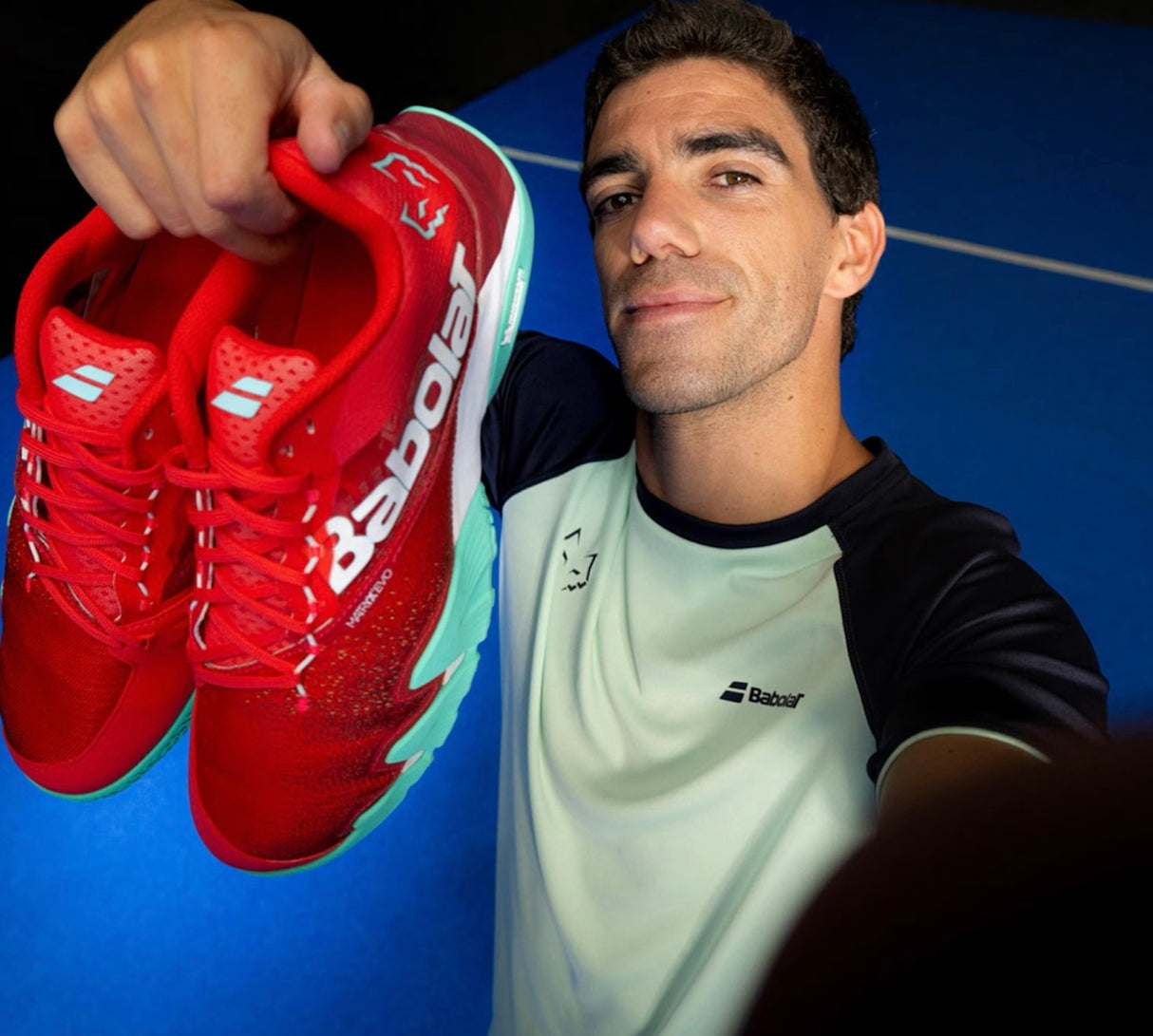 Chaussures Babolat Jet Premura 2 Lebron Red utilisées par Juan Lebron