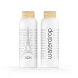 Bouteille Thermo Waterdrop Paris 2024 Blanc vue de face