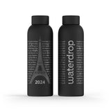  Vue avant de la Bouteille Thermo Waterdrop Paris 2024 Noir 600ml