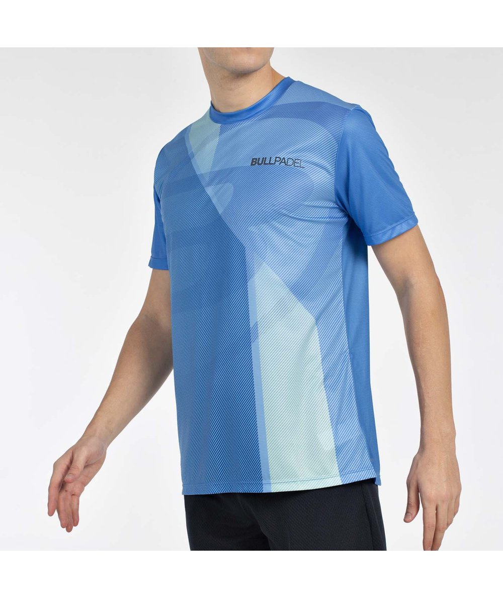 Tee Shirt Bullpadel Brumo Azul Atomico – Détail col et manches