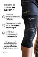 Genouillère Floky en noir, support pour genou, accessoire orthopédique, tissu confortable et résistant, idéal pour la stabilité.