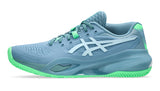 Chaussures de padel Asics Gel Resolution X Padel Saba bleu pour hommes, souples et stables, adaptées pour jouer au padel.