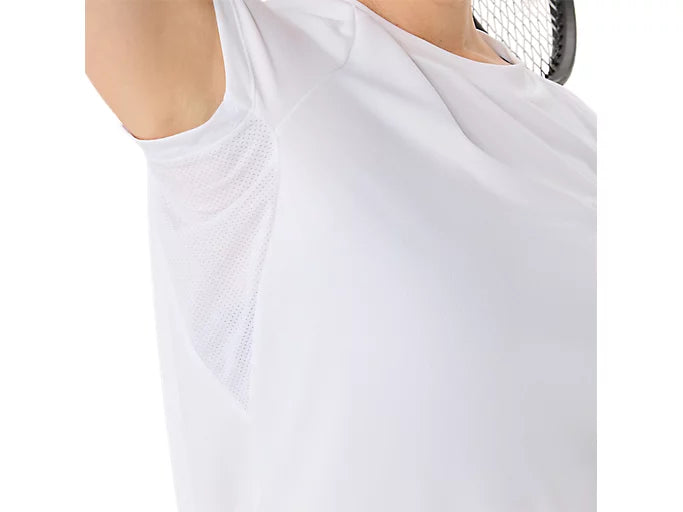 Asics Court SS Top Brilliant White in padel match action