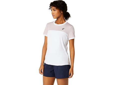 Détail tissu du Tee Shirt Asics Court SS Top Watershed Rose