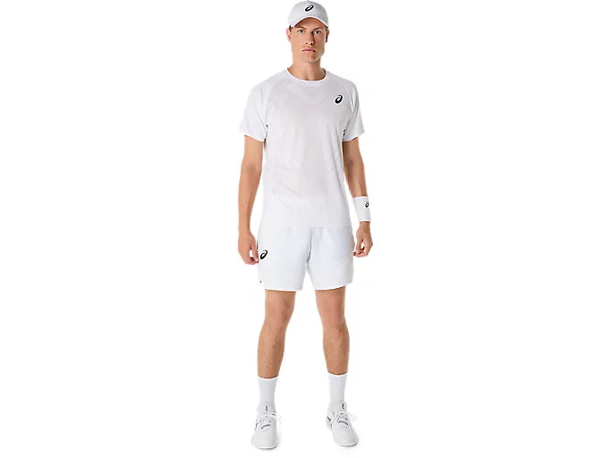 Tee Shirt Asics Match Actibreeze SS Top White en action sur le terrain