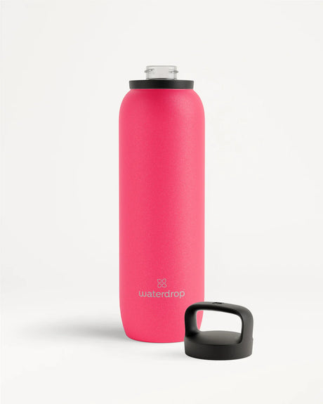 Vue avant de la Bouteille Thermo Waterdrop Neon Pink 1L