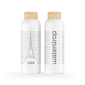 Bouteille Thermo Waterdrop Paris 2024 Blanc vue de face