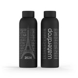  Vue avant de la Bouteille Thermo Waterdrop Paris 2024 Noir 600ml