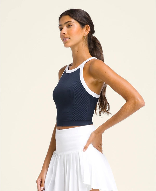 Détail matière et couture de la Brassière Wilson The Daily Brami Navy / Bright White